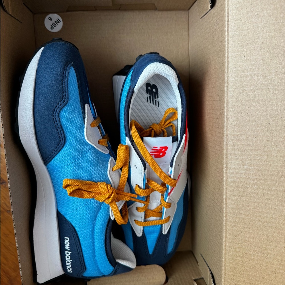 New Balance White and Orange Sneakers